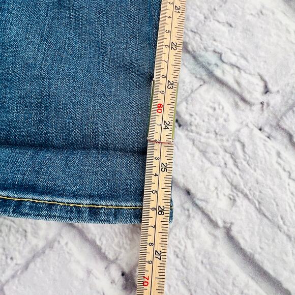 7 FOR ALL MANKIND Women's Button Fly Skinny Boyfriend Jeans 26 Blue Distressed - Picture 8 of 10